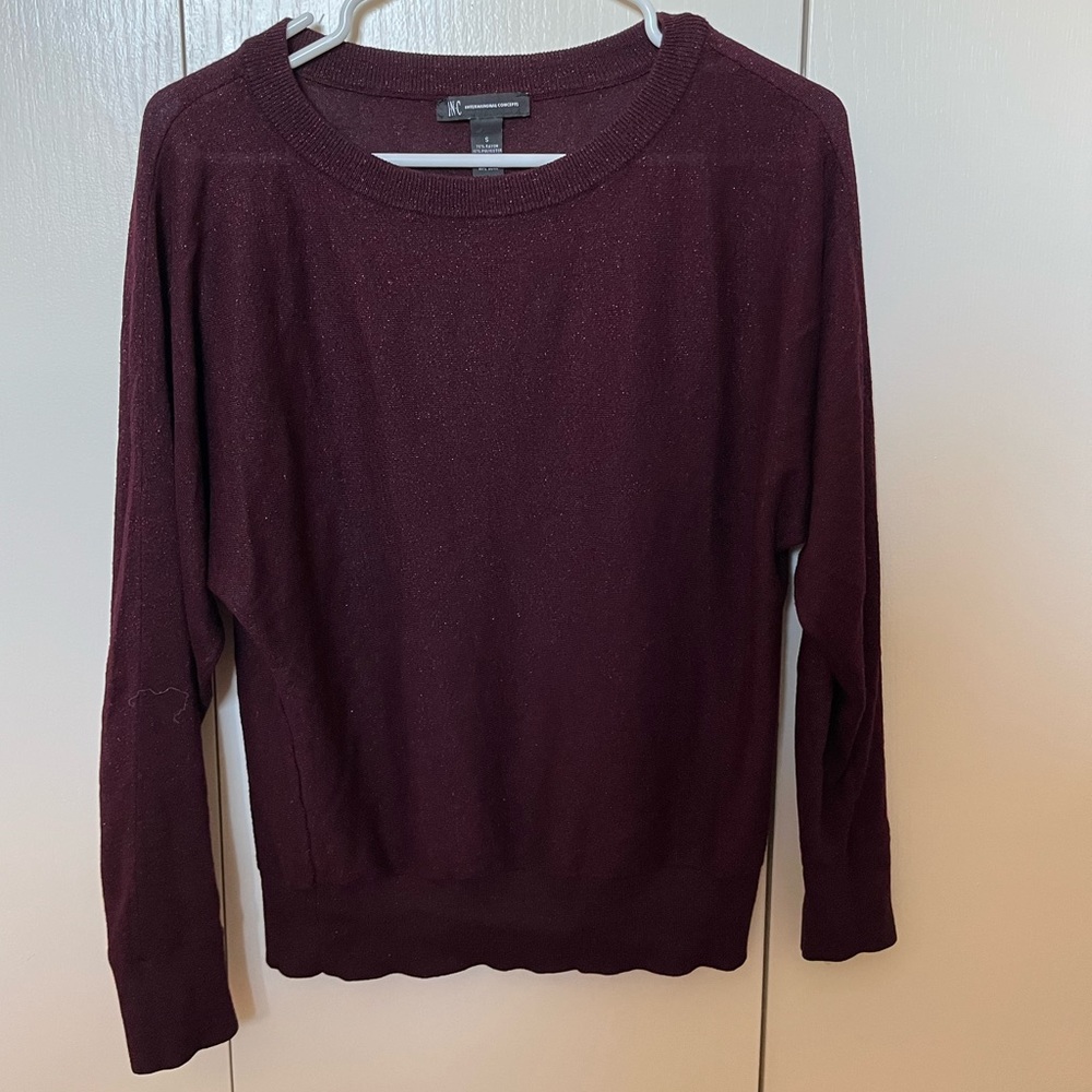 International concept, sparkle purple  long sleeve sweater. Size small.